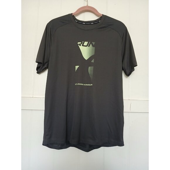 Under Armour Fitted HeatGear CoolSwitch RUN Graphic Athletic Shirt Mens L Gray - Picture 2 of 16